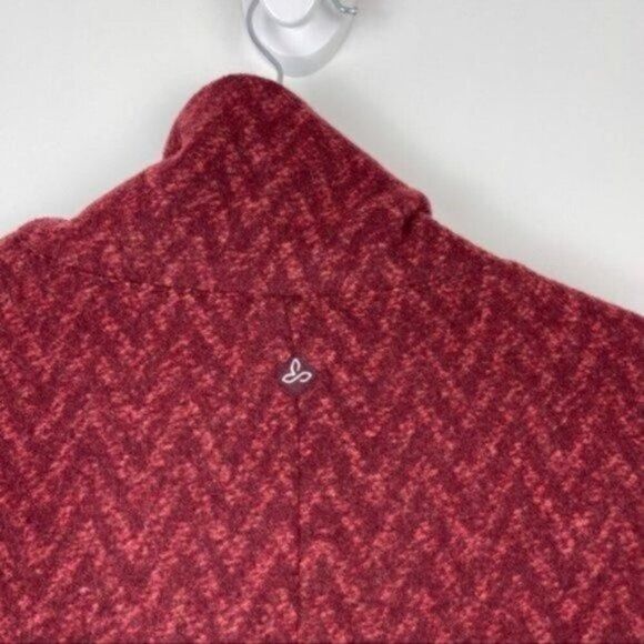 Prana Lily Wool Blend Red Chevron Print Winter Jacket Women's Size Large - Picture 6 of 12